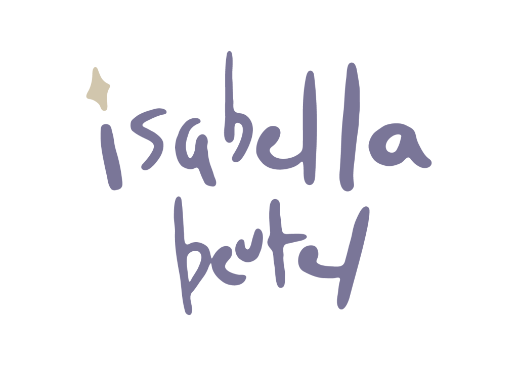 colour hand drawn logo with the words (isabella beutel) and a star above the 'i'